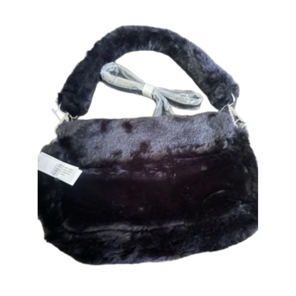 TOPSHOP fluffy black purse.